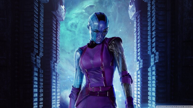 Blue-skinned Alien Woman — Purple, Dramatic, Digital Art