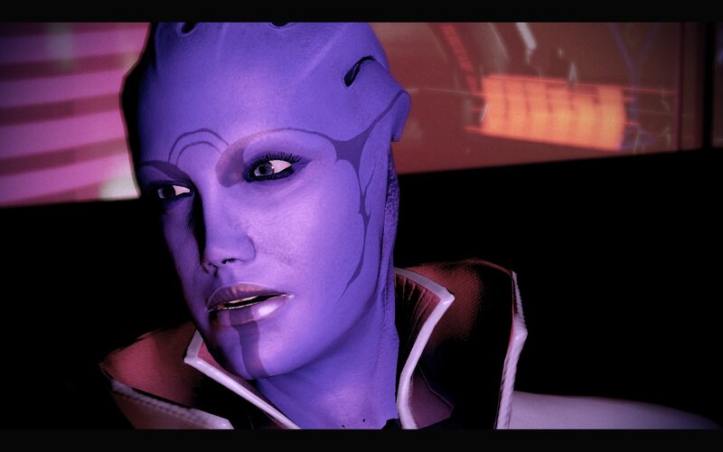 Blue-skinned Alien Woman — Purple, Dramatic