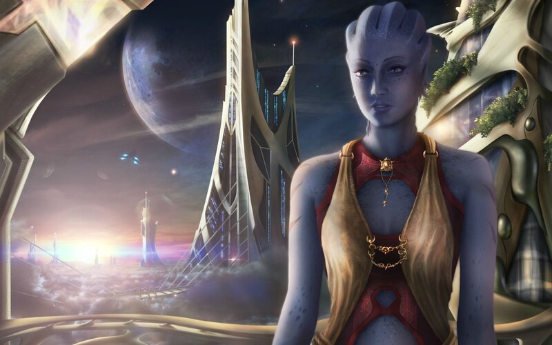 Blue-skinned Alien Woman — Purple