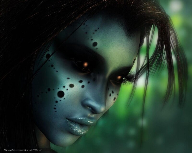 blue-skinned alien woman