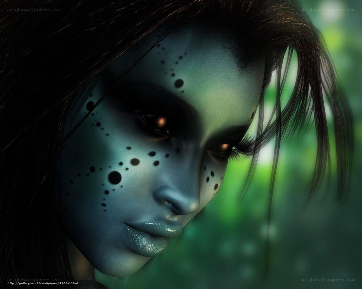 blue-skinned alien woman