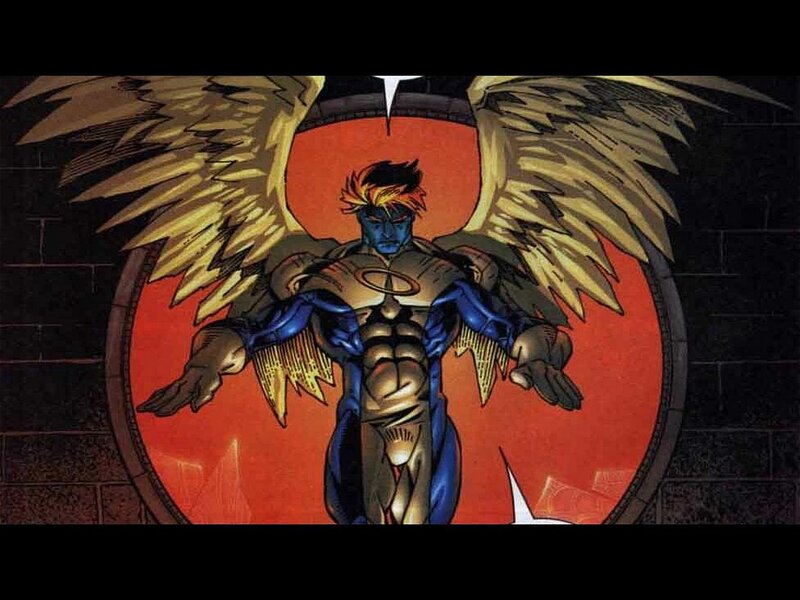Blue-skinned Angelic Figure