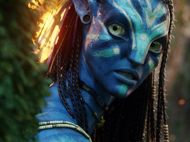 Blue-skinned Avatar — Blue, Dramatic, Sunset, 3d Render, Feathers, Beads