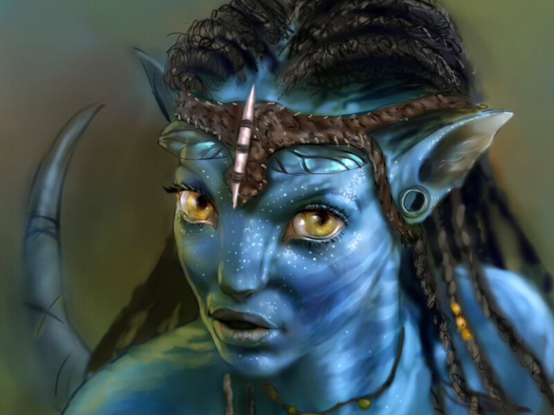 Blue-skinned Avatar — Blue, Serious