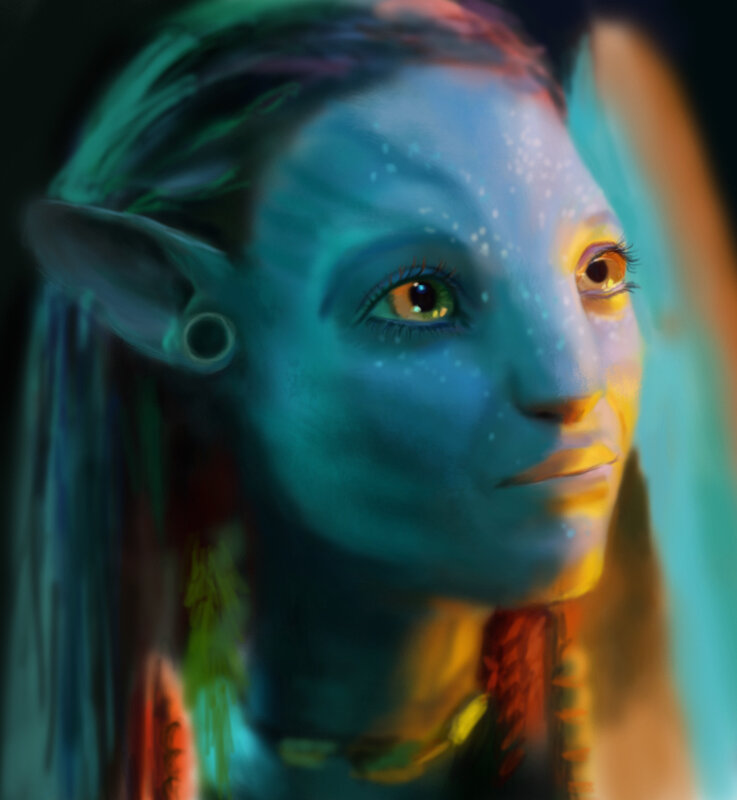 blue-skinned avatar portrait