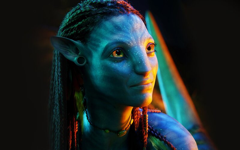 Blue-skinned Avatar Woman — Blue, Dramatic, 3d Render, Braided Hair