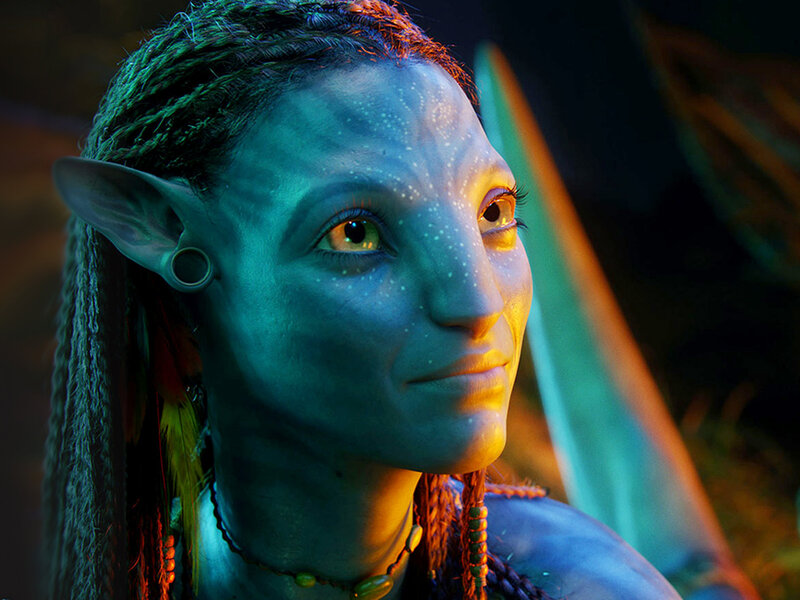 Blue-skinned Avatar Woman — Blue, Dramatic, Night