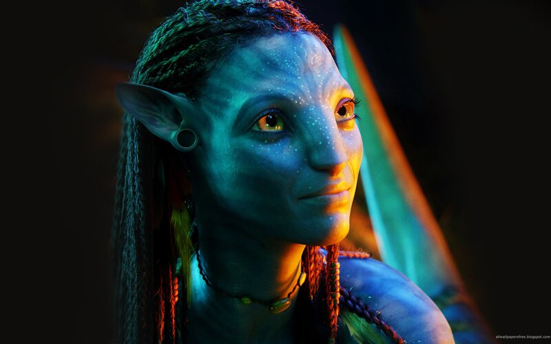 Blue-skinned Avatar Woman — Blue, Dramatic