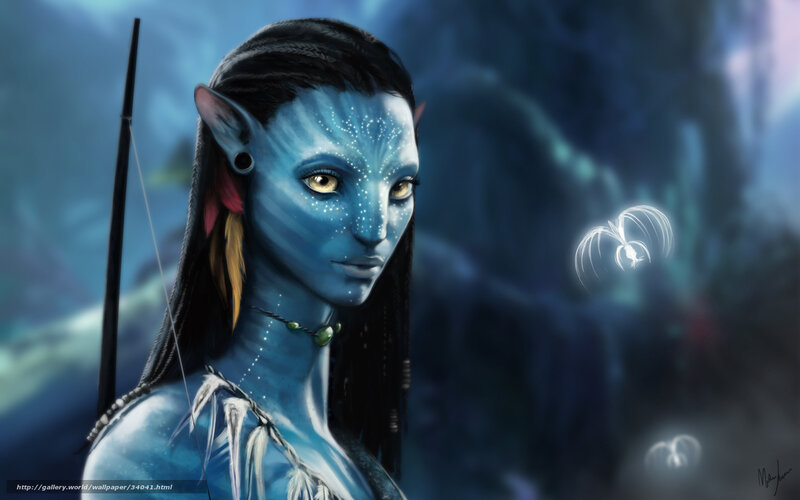 Blue-skinned Avatar Woman — Blue, Mysterious, Night