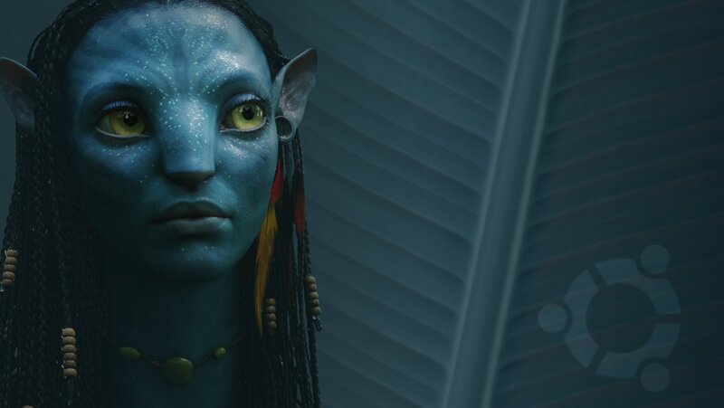 Blue-skinned Avatar Woman — Blue, Serious, 3d Render, Braided Hair, Beads, Large Leaf