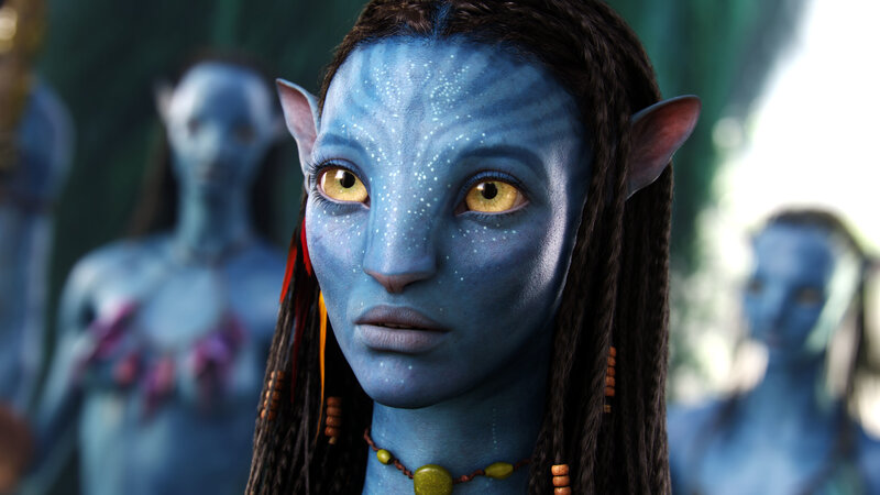 Blue-skinned Avatar Woman — Blue, Serious, 3d Render, Braided Hair, Beads