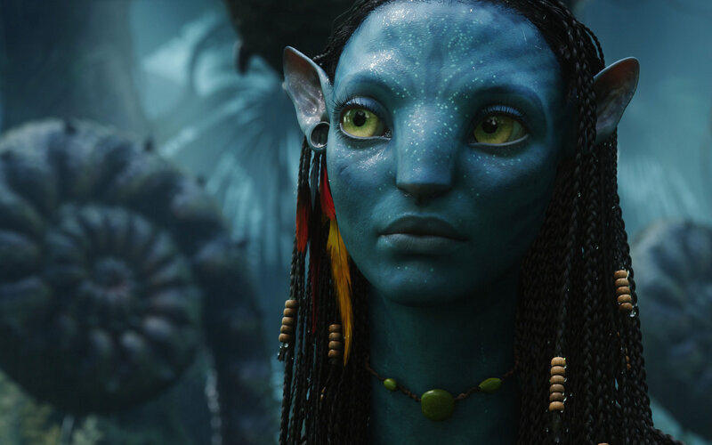 Blue-skinned Avatar Woman — Blue, Serious, 3d Render, Braided Hair
