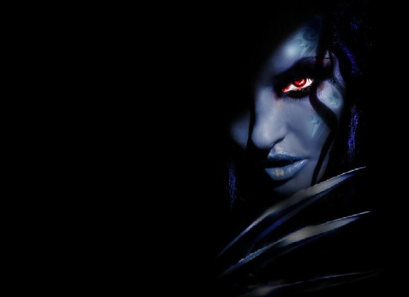 Blue-skinned Character — Black