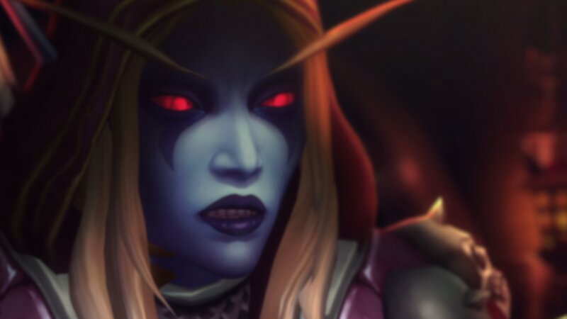 Blue-skinned Character — Blue, Dramatic, Digital Art, Red Eyes, Long Hair