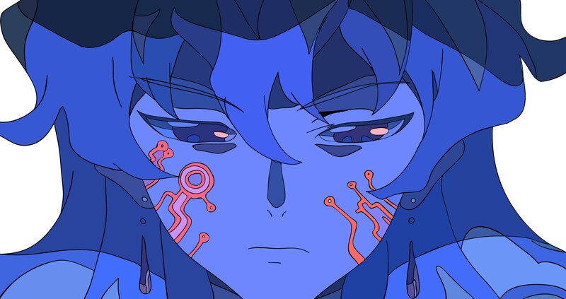 Blue-skinned Character — Blue, Dramatic