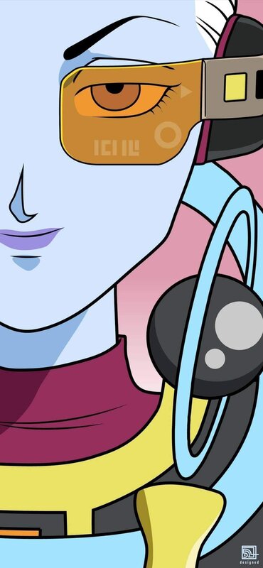 Blue-skinned Character — Blue, Serious