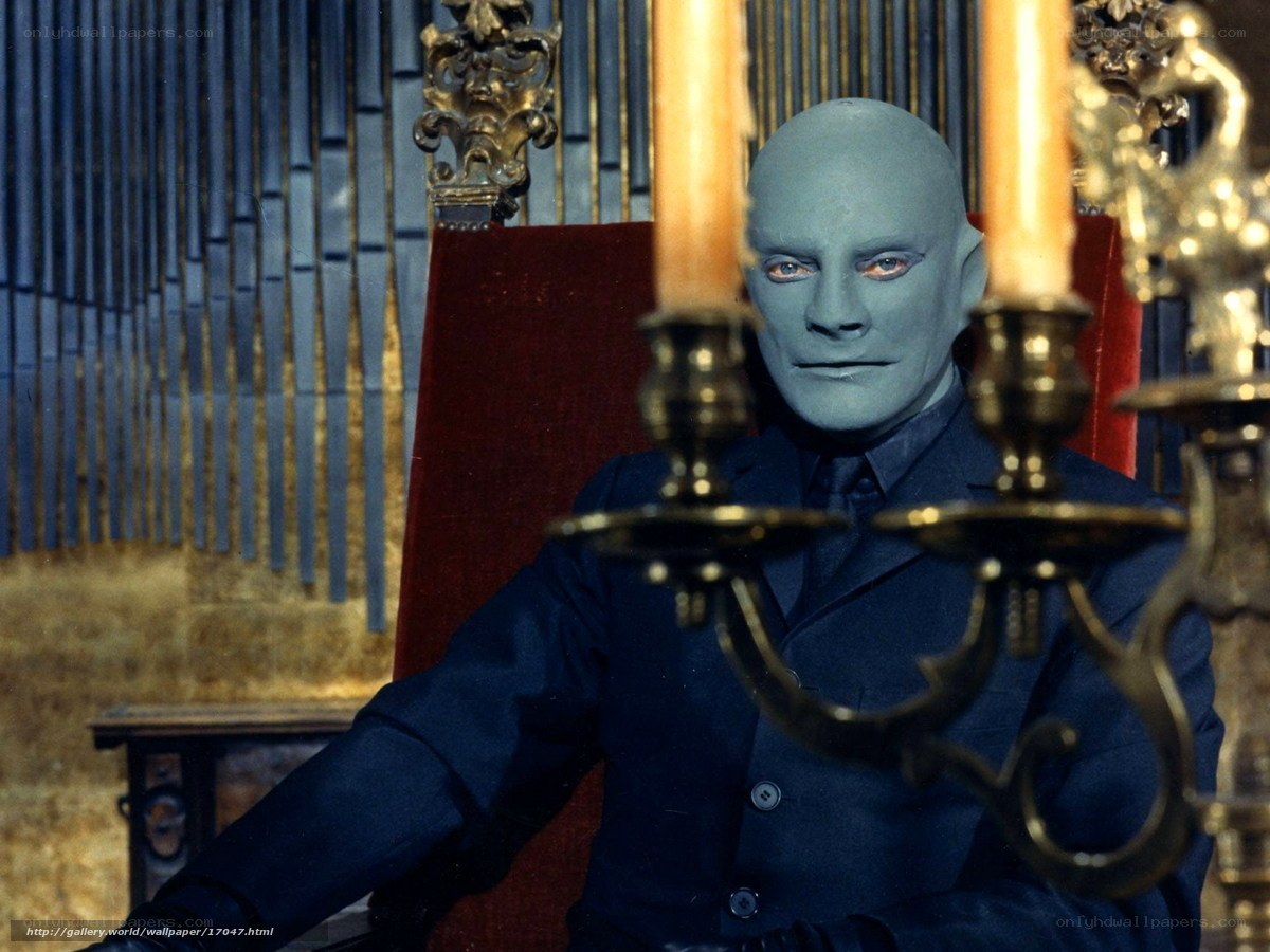 blue-skinned character in a throne