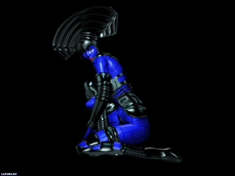 Blue-skinned Character in Armor — Blue