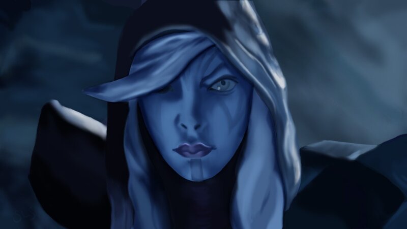 Blue-skinned Character in Hood — Blue