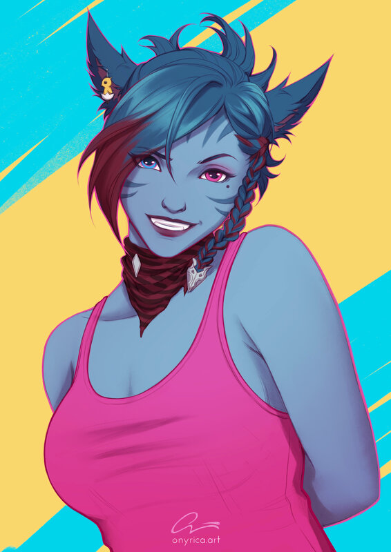 Blue-skinned Character — Pink