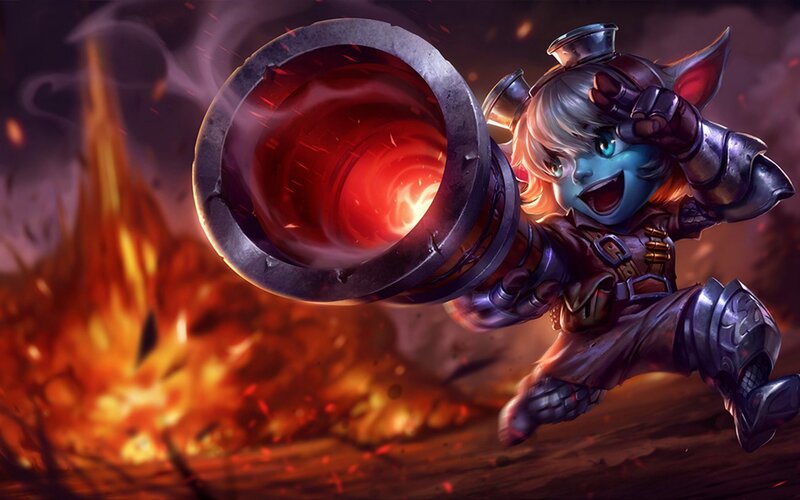 Blue-skinned Character with Cannon