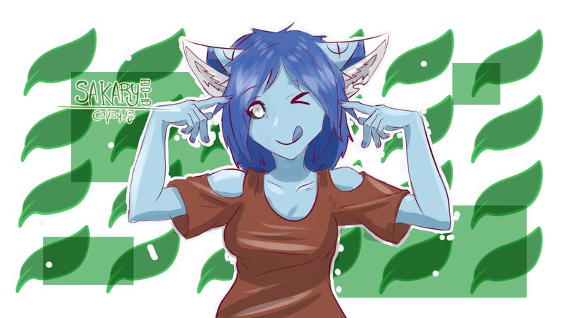 Blue-skinned Character with Ears