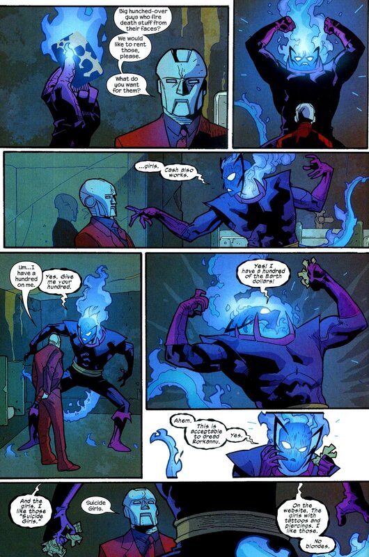 Blue-skinned Character with Flames