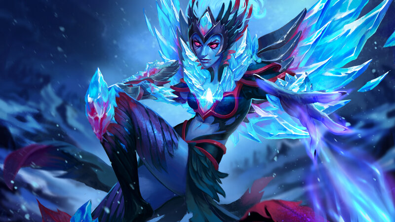 Blue-skinned Character with Ice Wings