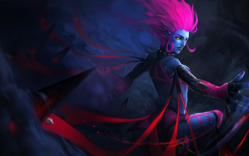 Blue-skinned Character with Pink Hair — Purple