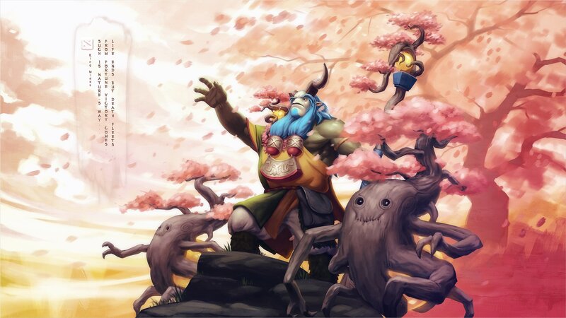 Blue-skinned Character with Tree Creatures