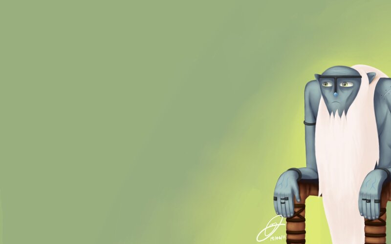 Blue-skinned Character with White Beard