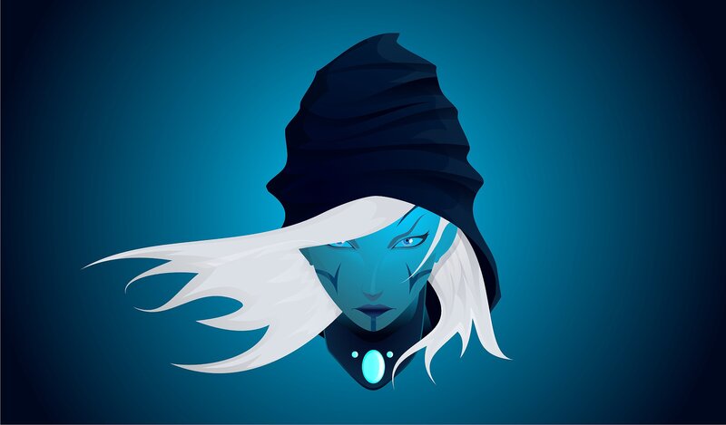 blue-skinned character with white hair