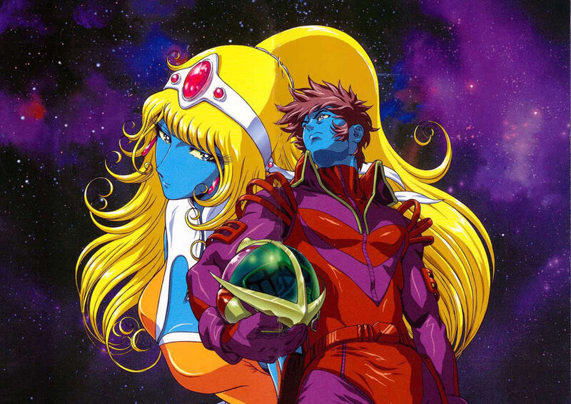 blue-skinned characters in space