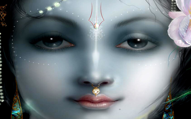 Blue-skinned Deity Face