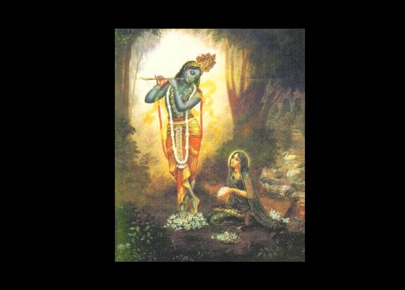 Blue-skinned Deity Playing Flute