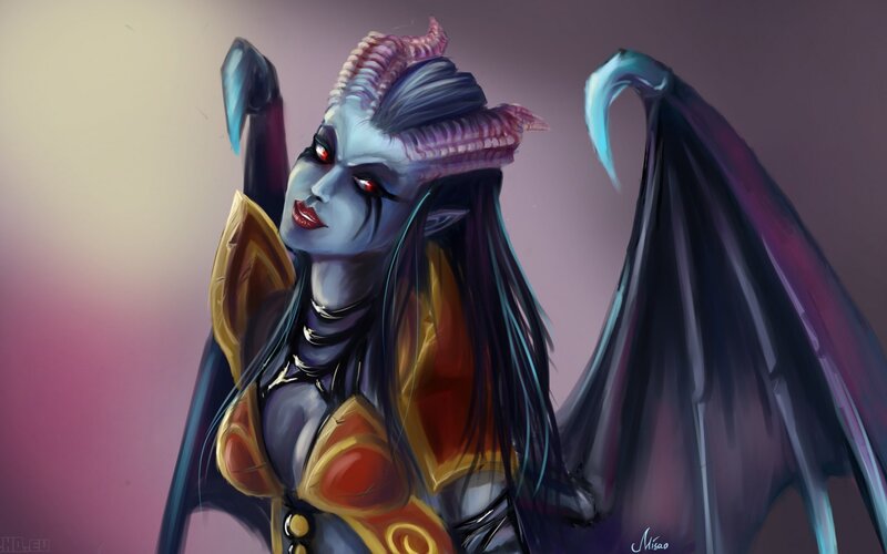 Blue-skinned Demon Woman — Purple, Dramatic