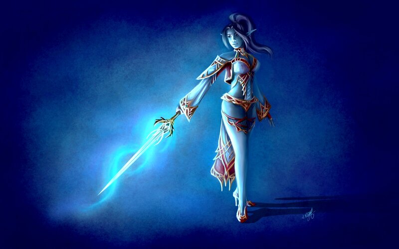 Blue-skinned Elf Warrior — Blue