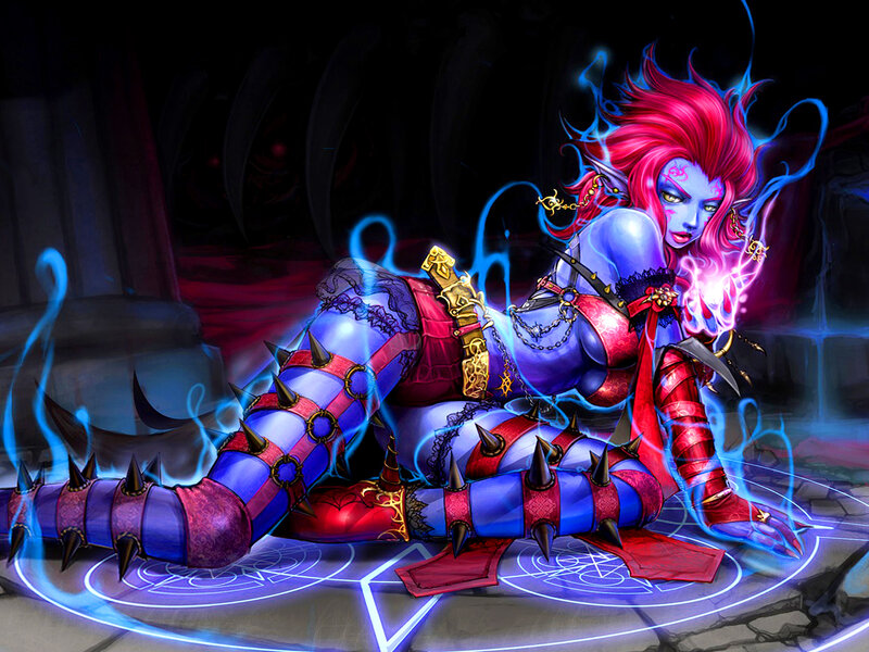 Blue-skinned Elf Woman — Blue, Dramatic