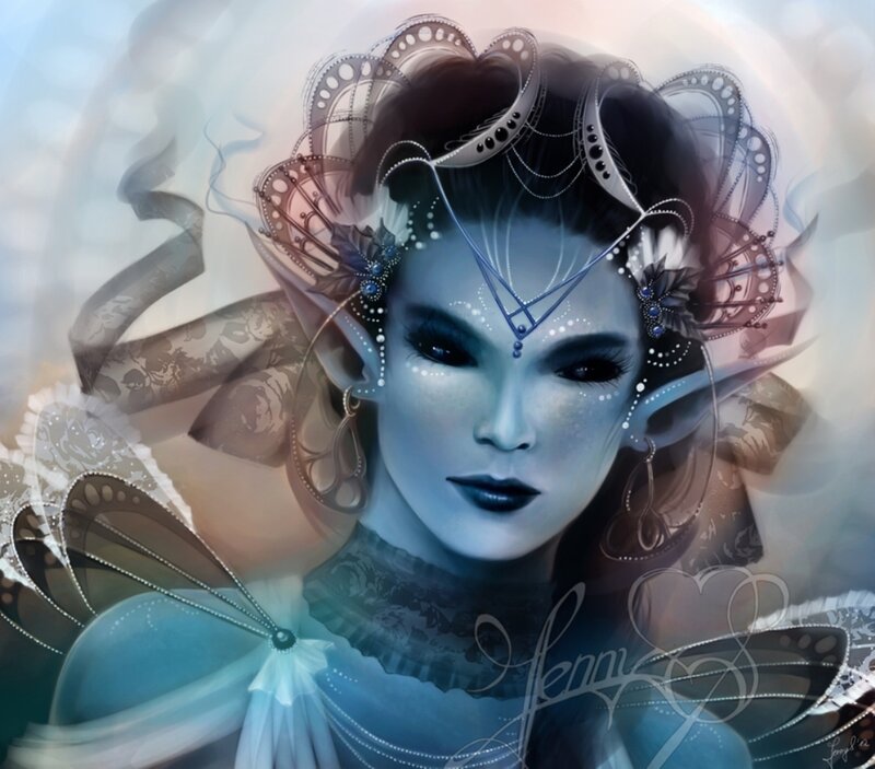 Blue-skinned Elf Woman — Blue, Ethereal