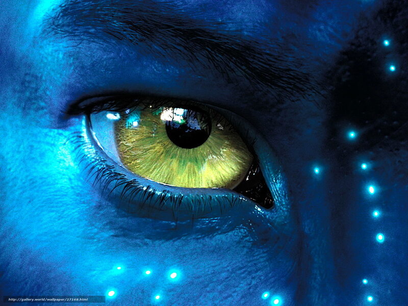 blue-skinned eye with glowing dots