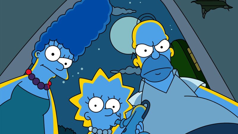 Blue-skinned Family in Car