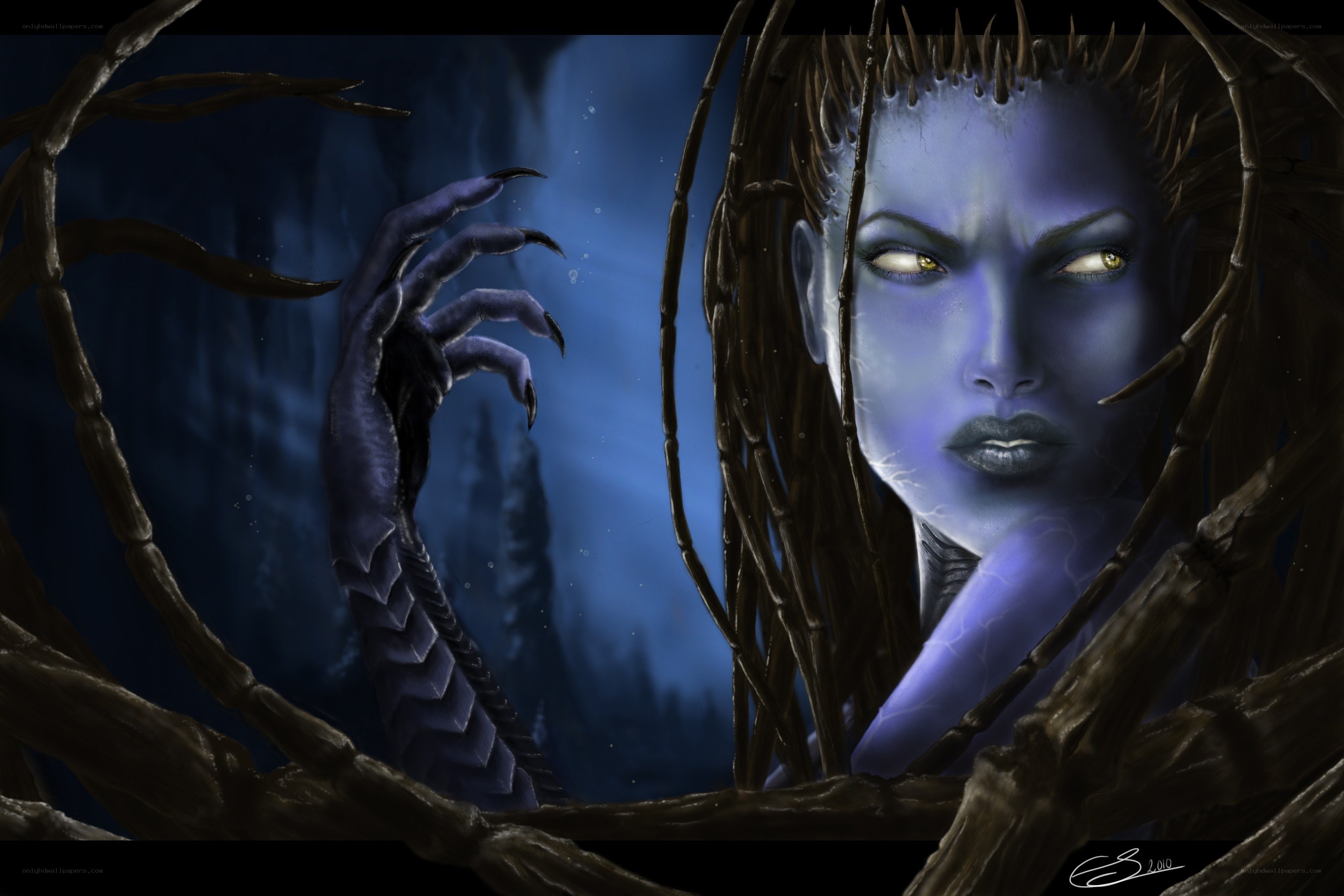 blue-skinned fantasy character