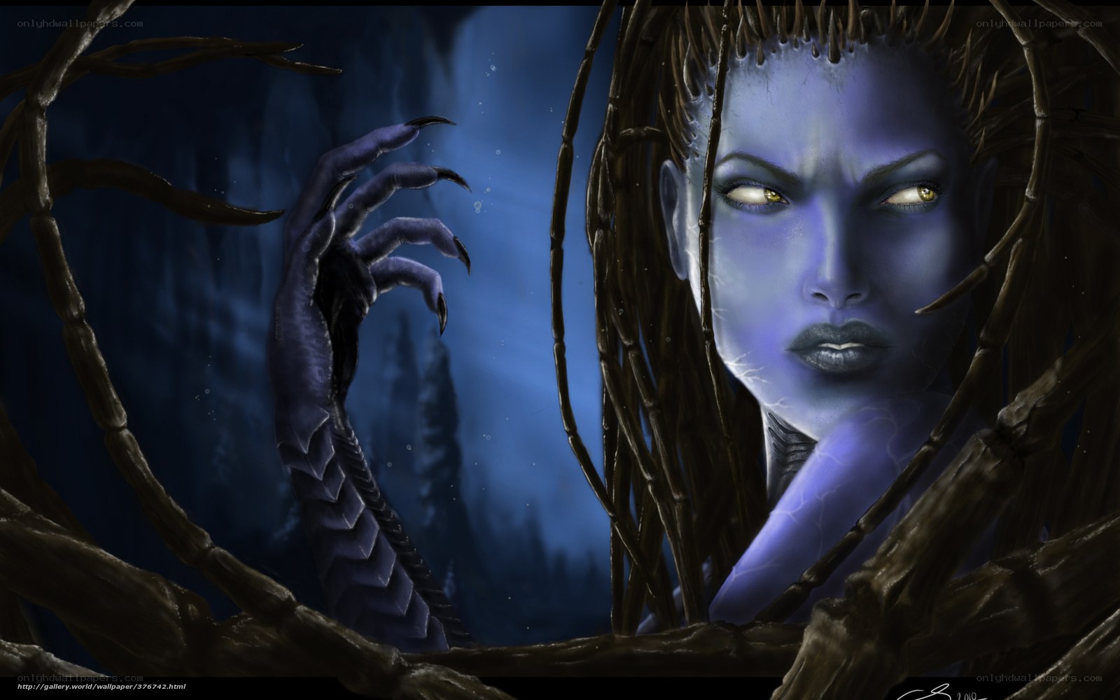blue-skinned fantasy character