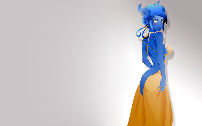 blue-skinned fantasy woman