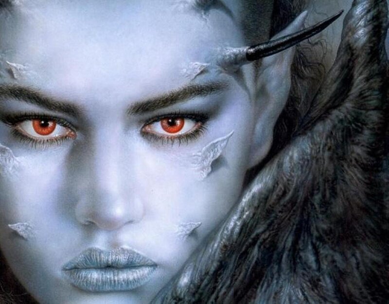 Blue-skinned Fantasy Woman — White
