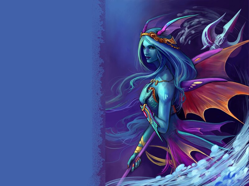 Blue-skinned Female Character — Purple, Dramatic