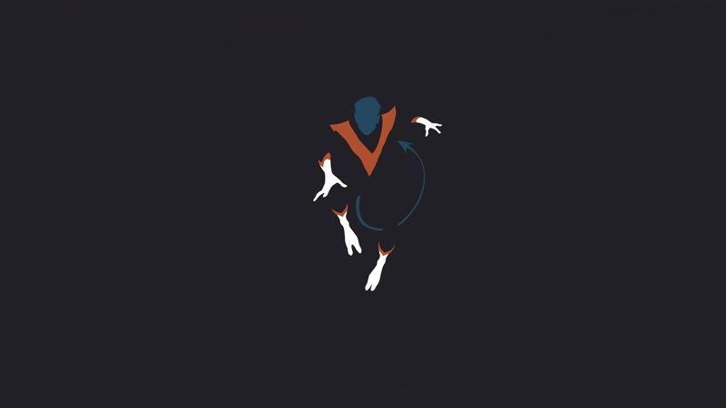 Blue-skinned Figure in Motion