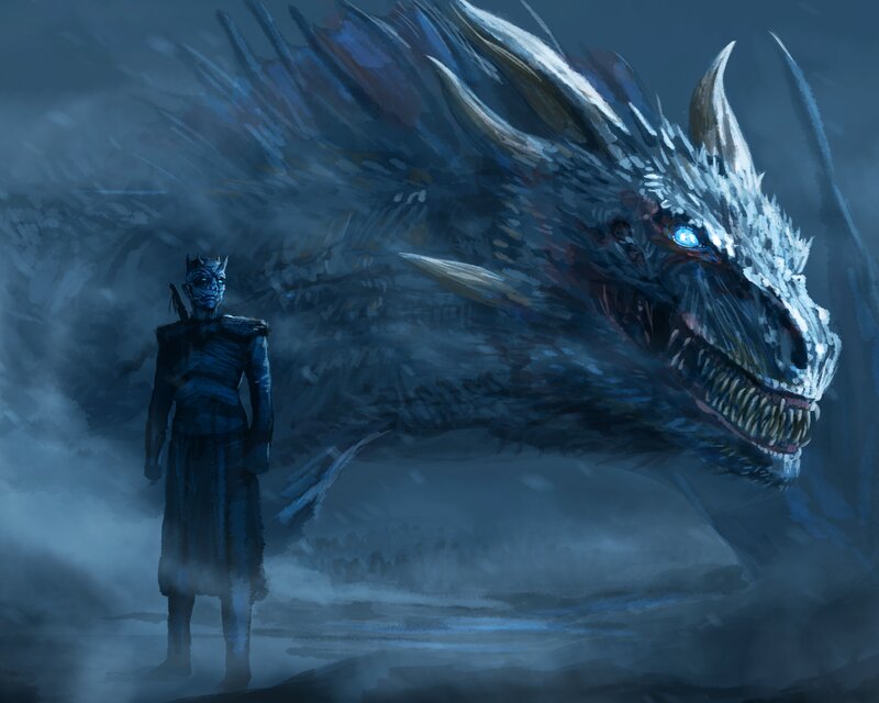Blue-skinned Figure with Dragon