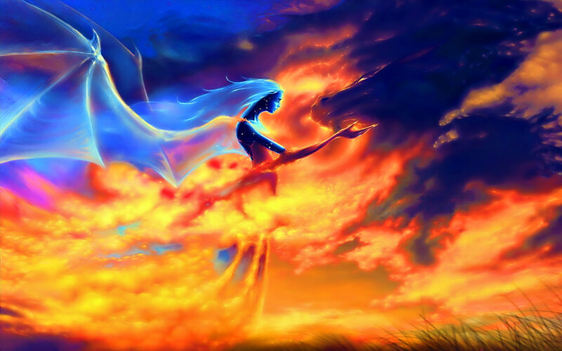 Blue-skinned Figure with Wings