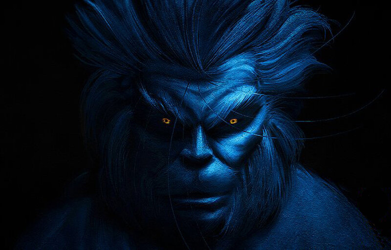 Blue-skinned Humanoid Face